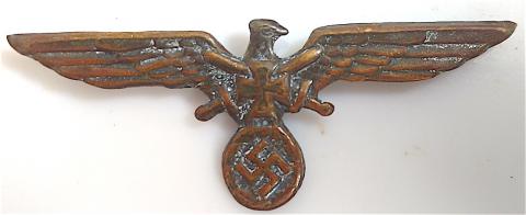 WW2 GERMAN NAZI POST WAR VETERAN EAGLE PIN INSIGNIA WITH IRON CROSS WITH BOTH SOLID PRONGS