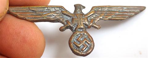 WW2 GERMAN NAZI POST WAR VETERAN EAGLE PIN INSIGNIA WITH IRON CROSS WITH BOTH SOLID PRONGS