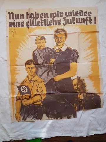 WW2 GERMAN NAZI RARE 1938 HITLER YOUTH RECRUITMENT POSTER WITH SWASTIKA FLAG HJ HITLERJUGEND - PERFECT TO FRAME