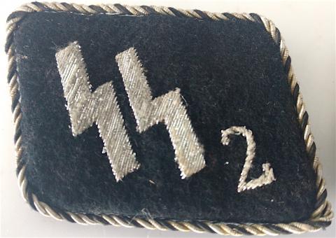WW2 GERMAN NAZI RARE ALLEGMEINE SS OFFICER COLLAR TAB SET TUNIC REMOVED WITH TRACE OF ONE RZM MAKER TAG