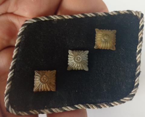 WW2 GERMAN NAZI RARE ALLEGMEINE SS OFFICER COLLAR TAB SET TUNIC REMOVED WITH TRACE OF ONE RZM MAKER TAG