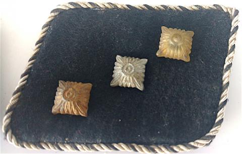 WW2 GERMAN NAZI RARE ALLEGMEINE SS OFFICER COLLAR TAB SET TUNIC REMOVED WITH TRACE OF ONE RZM MAKER TAG