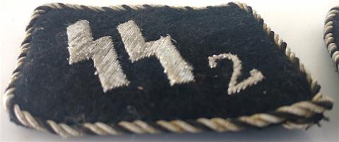 WW2 GERMAN NAZI RARE ALLEGMEINE SS OFFICER COLLAR TAB SET TUNIC REMOVED WITH TRACE OF ONE RZM MAKER TAG