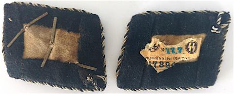 WW2 GERMAN NAZI RARE ALLEGMEINE SS OFFICER COLLAR TAB SET TUNIC REMOVED WITH TRACE OF ONE RZM MAKER TAG