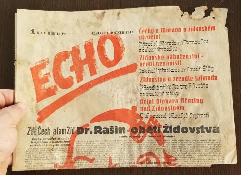 WW2 GERMAN NAZI RARE ANTI-SEMITIC ANTI-JEWISH GERMAN NEWSLETTER " ECHO " WITH A NICE JEW FACE ON THE COVER - JUIF JOOD JUDE HOLOCAUST