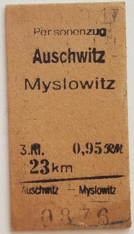 WW2 GERMAN NAZI RARE CONCENTRATION CAMP AUSCHWITZ HOLOCAUST ORIGINAL CIVILIAN TRAIN TICKET