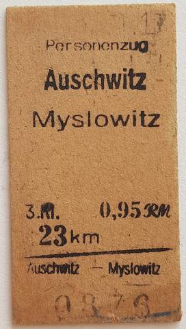 WW2 GERMAN NAZI RARE CONCENTRATION CAMP AUSCHWITZ HOLOCAUST ORIGINAL CIVILIAN TRAIN TICKET