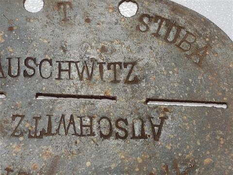 WW2 GERMAN NAZI RARE CONCENTRATION CAMP AUSCHWITZ WAFFEN SS TOTENKOPF GUARD DOGTAG ID 214