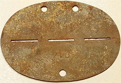 WW2 GERMAN NAZI RARE CONCENTRATION CAMP AUSCHWITZ WAFFEN SS TOTENKOPF GUARD DOGTAG ID 214