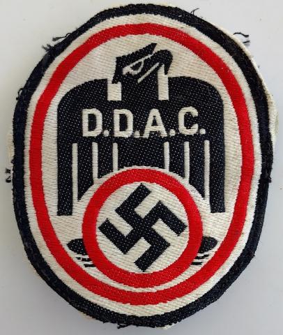 WW2 GERMAN NAZI RARE DDAC "Der Deutsche Automobil Club" NAZI AUTOMOBILE CLUB PATCH TISSUS