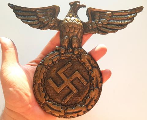 WW2 GERMAN NAZI RARE EARLY NSDAP - SA WALL EAGLE MASSIVE METAL WITH SWASTIKA