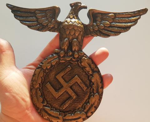 WW2 GERMAN NAZI RARE EARLY NSDAP - SA WALL EAGLE MASSIVE METAL WITH SWASTIKA