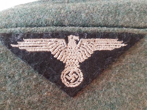 WW2 GERMAN NAZI RARE EARLY WAR M40 OVERSEAS CAP WAFFEN SS TOTENKOPF HEADGEAR WITH SKULL BUTTON MADE BY RZM