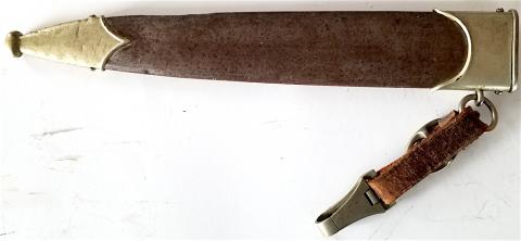 WW2 GERMAN NAZI RARE TO FIND EARLY ANODIZED SA DAGGER SCABBARD WITH LEATHER HANGER LOOP PART