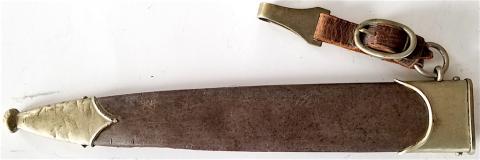 WW2 GERMAN NAZI RARE TO FIND EARLY ANODIZED SA DAGGER SCABBARD WITH LEATHER HANGER LOOP PART