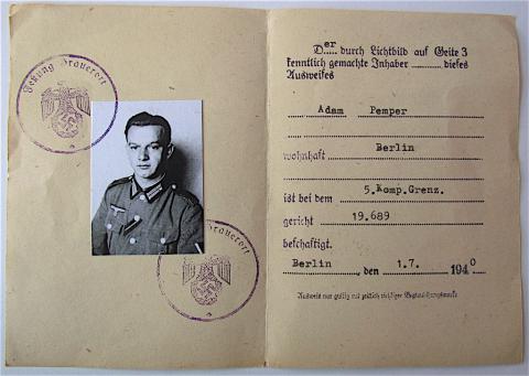 WW2 GERMAN NAZI RARE GERMANY BORDER POLIZEI ID + POLICE BADGE WITH PHOTO AND NAME