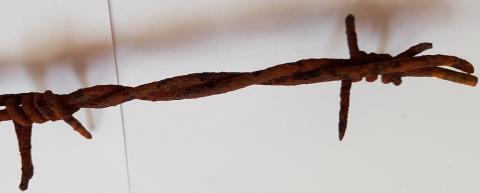 WW2 GERMAN NAZI RARE HISTORICAL PIECE - A BARBE WIRE CUT FROM THE ORIGINAL FENCE OF CONCENTRATION CAMP AUSCHWITZ-BIRKENAU