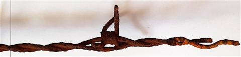 WW2 GERMAN NAZI RARE HISTORICAL PIECE - A BARBE WIRE CUT FROM THE ORIGINAL FENCE OF CONCENTRATION CAMP AUSCHWITZ-BIRKENAU