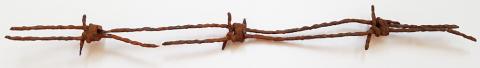 WW2 GERMAN NAZI RARE HISTORICAL PIECE - A BARBE WIRE CUT FROM THE ORIGINAL FENCE OF CONCENTRATION CAMP AUSCHWITZ-BIRKENAU