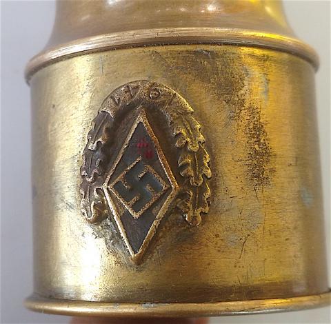 WW2 GERMAN NAZI RARE HITLER YOUTH BRASS TELESCOPE WITH SWASTIKA, 1941