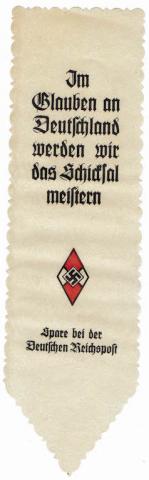 WW2 GERMAN NAZI RARE HITLER YOUTH PAPER BANNER WITH HJ LOGO HITLERJUGEND