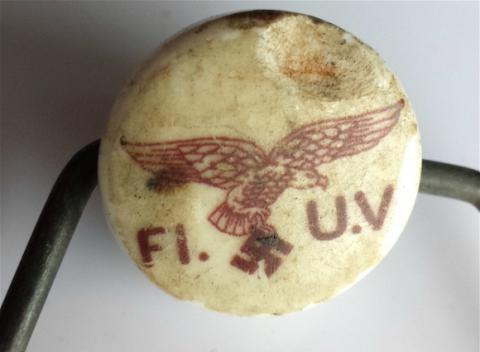 WW2 GERMAN NAZI RARE LUFTWAFFE DIVISION PORCELAIN CAP BOTTLE RELIC FOUND WITH THIRD REICH EAGLE AND SWASTIKA