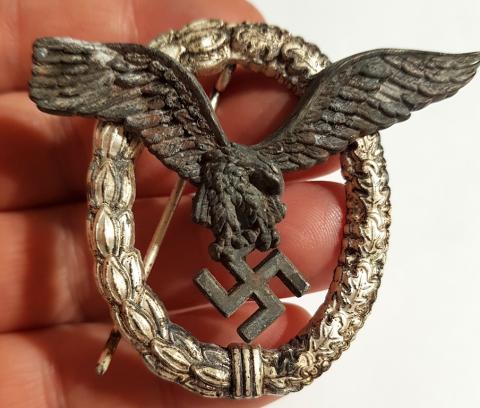 WW2 GERMAN NAZI RARE Luftwaffe Pilot Badge by B&N L RELIC FOUND RARE MEDAL AWARD 