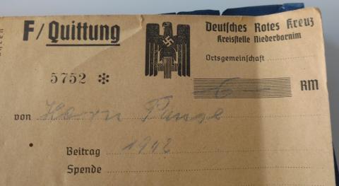 WW2 GERMAN NAZI RARE RED CROSS MEDICAL DIVISION RECEIPT PAD WITH USED RECEIPT AND NICE THIRD REICH LOGO