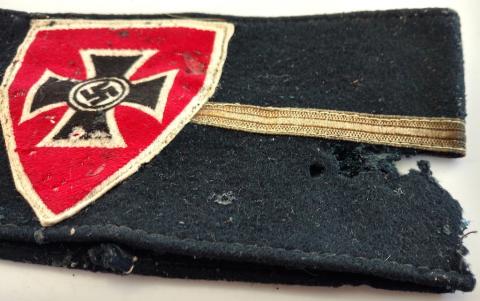 WW2 GERMAN NAZI RARE REICHSKRIEGER-BUND LEADER THIRD REICH ARMBAND WITH NICE IRON CROSS & SWASTIKA SHIELD