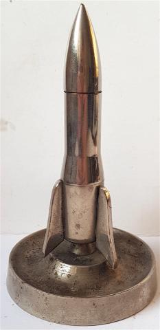 WW2 GERMAN NAZI RARE ROCKET DESKTOP LIGHTER IN SHAPE OF A ROCKET - BOMB - AMAZING DISPLAY!