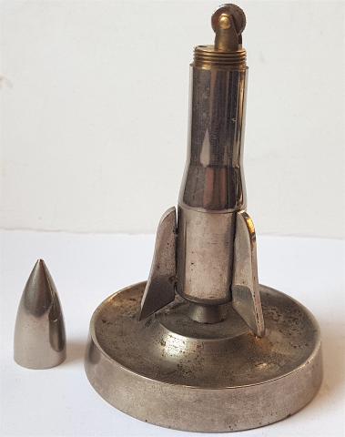 WW2 GERMAN NAZI RARE ROCKET DESKTOP LIGHTER IN SHAPE OF A ROCKET - BOMB - AMAZING DISPLAY!