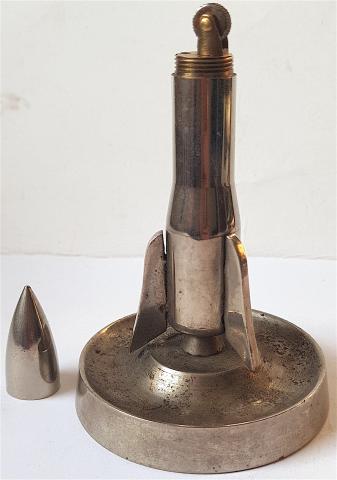 WW2 GERMAN NAZI RARE ROCKET DESKTOP LIGHTER IN SHAPE OF A ROCKET - BOMB - AMAZING DISPLAY!