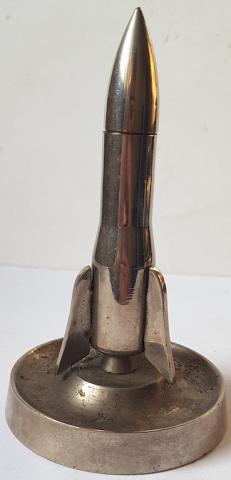 WW2 GERMAN NAZI RARE ROCKET DESKTOP LIGHTER IN SHAPE OF A ROCKET - BOMB - AMAZING DISPLAY!