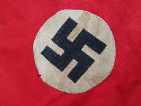 WW2 GERMAN NAZI RARE SA DER NSDAP ADOLF HITLER PARTY MARKED BOTH SIDES FLAG - PENNANT 28CM