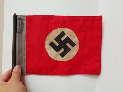 WW2 GERMAN NAZI RARE SA DER NSDAP ADOLF HITLER PARTY MARKED BOTH SIDES FLAG - PENNANT 28CM