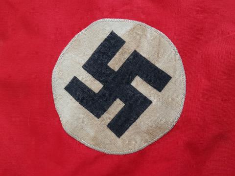 WW2 GERMAN NAZI RARE SA DER NSDAP ADOLF HITLER PARTY MARKED BOTH SIDES FLAG - PENNANT 28CM