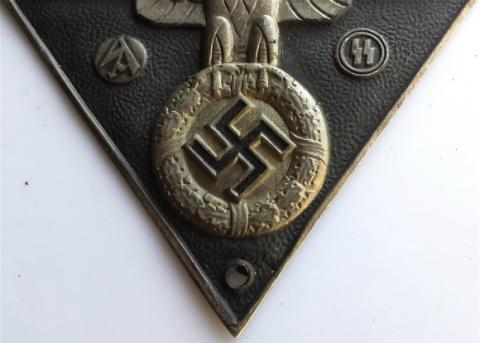 WW2 GERMAN NAZI RARE SA & WAFFEN SS CAR PLATE ALUMINIMUM THIRD REICH