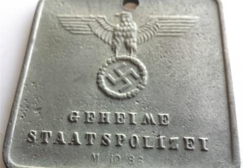 WW2 GERMAN NAZI RARE SS GESTAPO POLIZEI METAL ID UNISSUED