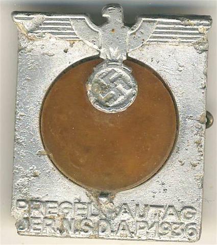 WW2 GERMAN NAZI RARE THIRD REICH TINY PIN "PREGELGAUTAG DER NSDAP 1936" GERMAN ELECTION REFERENDUM OF 1936 VERY RARE