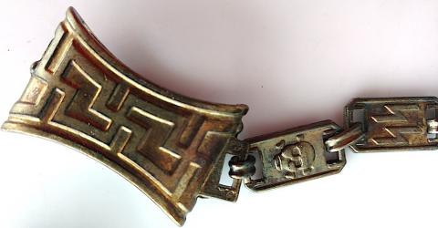 WW2 GERMAN NAZI RARE WAFFEN SS CHAINED DAGGER SCABBARD PART - METAL HOLDERS AND CHAIN
