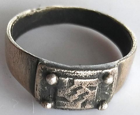 WW2 GERMAN NAZI RARE WAFFEN SS RING MADE BY RZM + SS RUNES MARK