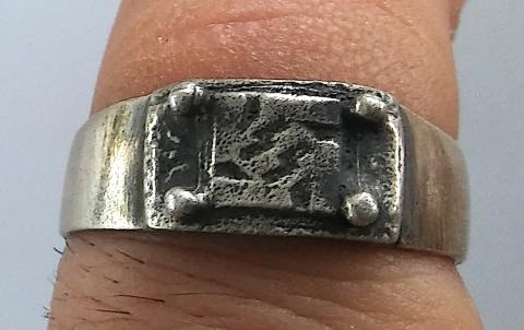 WW2 GERMAN NAZI RARE WAFFEN SS RING MADE BY RZM + SS RUNES MARK