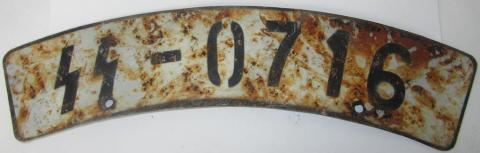 WW2 GERMAN NAZI RARE WAFFEN SS TOTENKOPF DIVISION MOTORCYCLE LICENCE PLATE FOUND IN A LAKE IN EASTERN EUROPE (SOVIETS BATTLE)