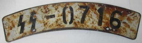 WW2 GERMAN NAZI RARE WAFFEN SS TOTENKOPF DIVISION MOTORCYCLE LICENCE PLATE FOUND IN A LAKE IN EASTERN EUROPE (SOVIETS BATTLE)