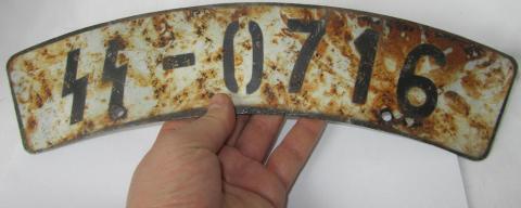 WW2 GERMAN NAZI RARE WAFFEN SS TOTENKOPF DIVISION MOTORCYCLE LICENCE PLATE FOUND IN A LAKE IN EASTERN EUROPE (SOVIETS BATTLE)