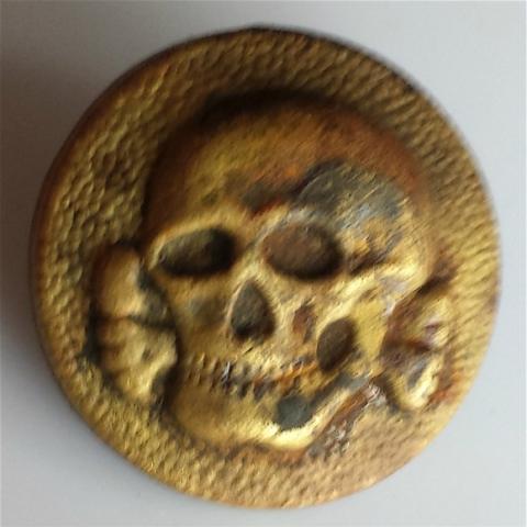 WW2 GERMAN NAZI RARE WAFFEN SS overseas TOTENKOPF SKULL BUTTON CAP REMOVED RZM MARKED