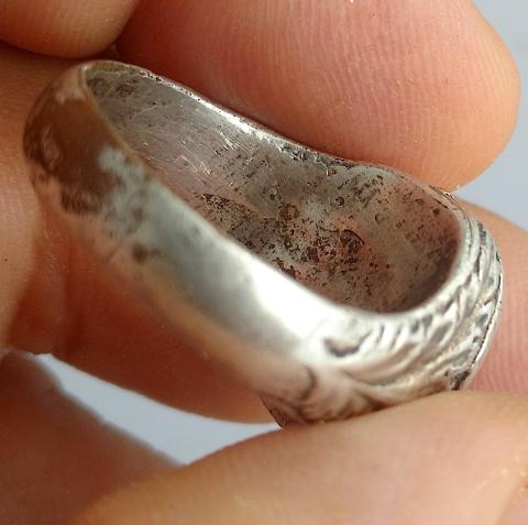 WW2 GERMAN NAZI RARE WAFFEN SS TOTENKOPF SKULL SILVER RING MASSIVE