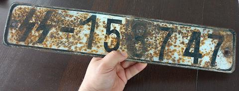 WW2 GERMAN NAZI RARE WAFFEN SS TROOPS TRUCK LICENCE PLATE TOTENKOPF DIVISION EAST FRONT SOVIETS BATTLE RELIC FOUND