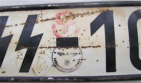 WW2 GERMAN NAZI RARE WAFFEN SS TROOPS TRUCK LICENCE PLATE TOTENKOPF DIVISION EAST FRONT SOVIETS