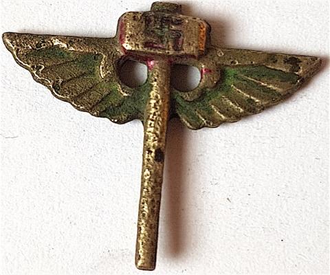 WW2 GERMAN NAZI RARE WORKER PIN TINY WITH WINGS AND SWASTIKA